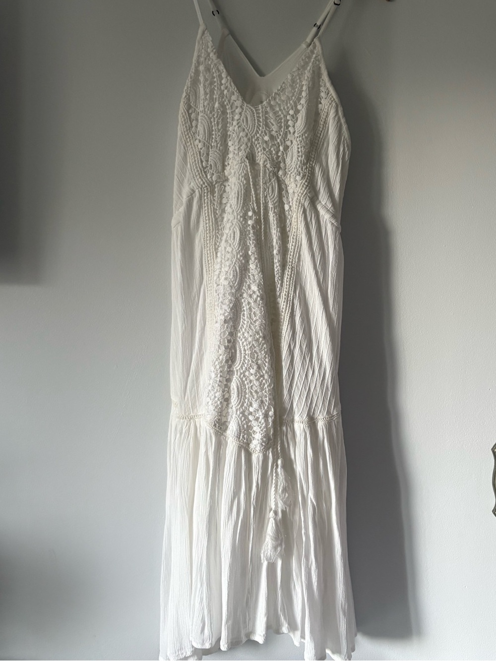Mira Boutique White Crochet Cotton Dress